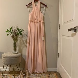Lulus Don’t Let Go True Blush Halter Maxi Dress, size S.